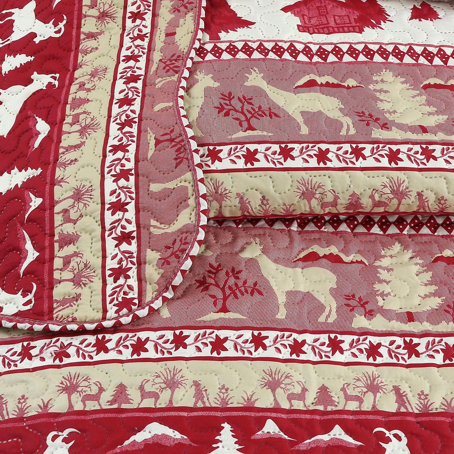 Décor Marina Decoration Ensemble de literie ultra doux avec couvre-lit et taies d'oreiller, motif de chèvre rouge cabine