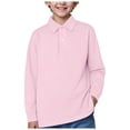 thumbnail image 1 of WUANDIXFA Chandails à Col Rond pour Tout-Petits Garçons Chemise Garçon T-Shirt à Manches Longues T-Shirt en Coton pour Enfants École Filles Chemise à Col Robe de Base Rose Pâle,11-12 Ans, 1 of 5