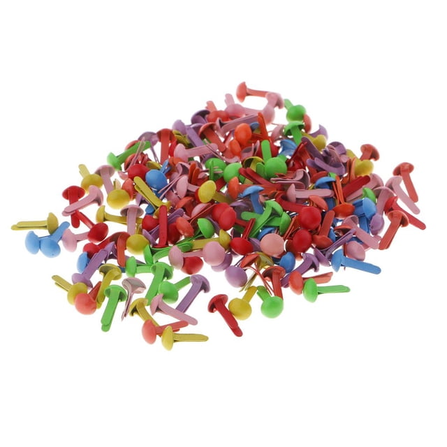 veasfak 200x Metal Split Pins Brads Paper Fastener Embellishments for Scrapbook Colorful Multicolor-200x