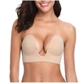 thumbnail image 3 of WZXFASHION Women Sticky Bra Strapless Backless Bra Self Adhesive Bra Invisible Push up Bra Intimates Beige XL, 3 of 9