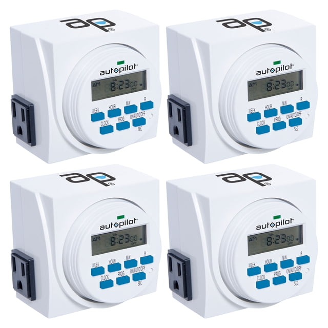 HYDROFARM Minuterie Programmable Numérique à Double Prise 7 Jours (Lot de 4)