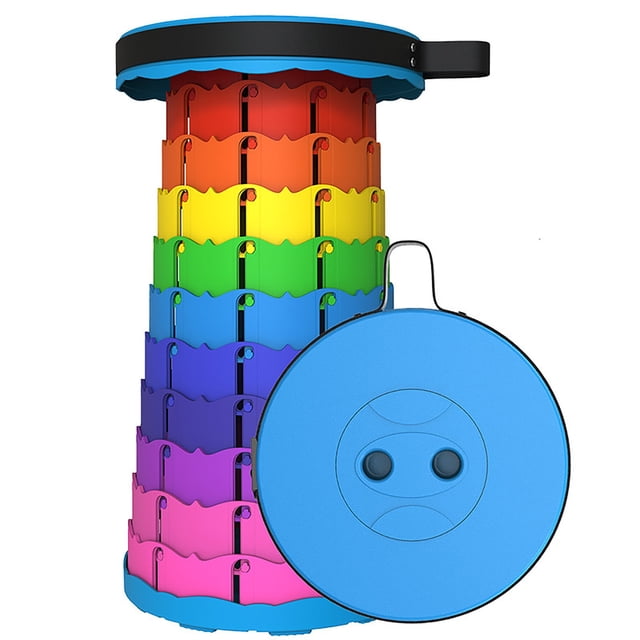 Huanglei Rainbow Style Telescopic Stool Outdoor Telescopic Plastic Stool Rotating Soft Cushion Portable Travel Storage Bag Queuing Folding Chair