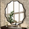 thumbnail image 2 of BEAUTYPEAK 30" Wavy Round Bathroom Mirror Wall Decor with Deep Frame, Black, 2 of 7
