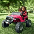 thumbnail image 2 of VOLTZ TOYS Lifted Monster Jeep Style 24V 2-Seater Kids Ride-On Off-Road Car Truck, 4WD Motorized Toy Vehicle with Parent Remote Control, Leather Seat, EVA Tires, Pink, 2 of 7