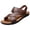 Brown, variant on Sandals for Men, Breathable Perforated Leather with Non-Slip Rubber Sole, Thick-sole Design for Beach and Outdoor Use