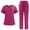 Hot Pink, variant on 2 Piece Jogger Scrub Set for Women Classic Fashion Nursing Uniforms Short Sleeve Cross Neck Tops and Pants Medical Uniform, Hot Pink, M