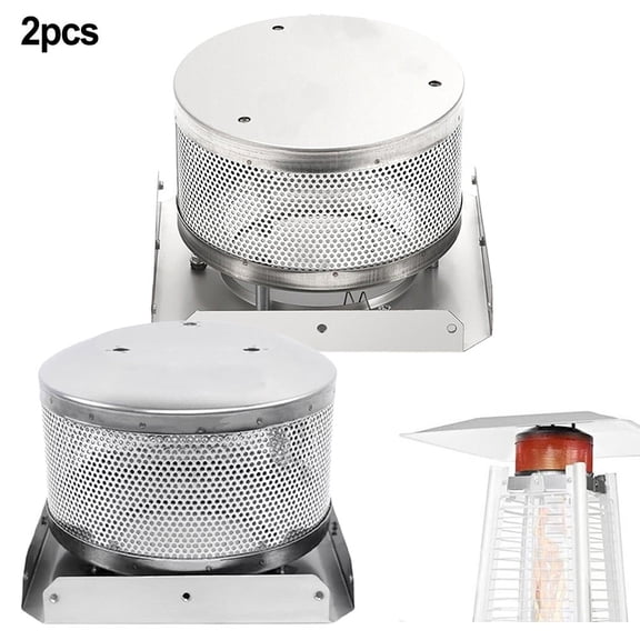 Chauffage Pyramide à 4 Côtés en Acier Inoxydable, Écran Émetteur et Base de Remplacement pour Patio