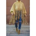 thumbnail image 4 of Haut à Franges à Col Montant à Manches Longues pour Femmes, Grande Taille, Poncho à Franges, 4 of 7