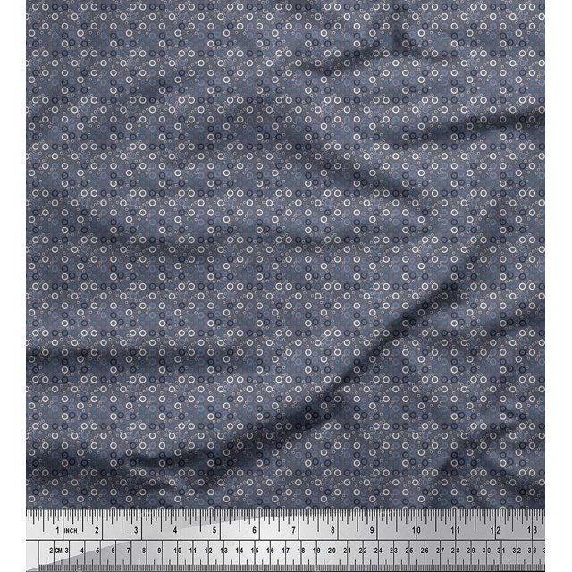 Soimoi Polyester Crepe Fabric Circle Small Print Fabric by The Yard 42 Inch Wide