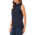 thumbnail image 4 of INSPIRE CHIC Chemise Sans Manches à Col Pointu à Simple Boutonnage pour Femme m Bleu Foncé, 4 of 7