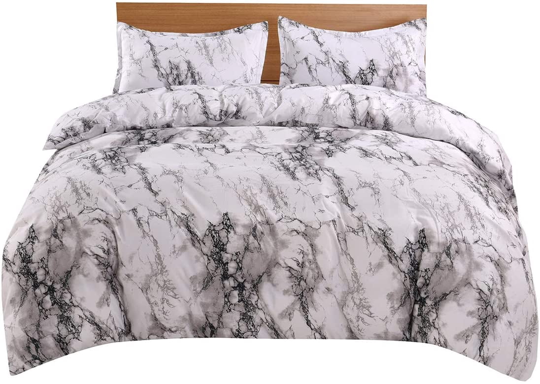 Ensemble de Housse de Couette en Microfibre Légère, Motif Marbre