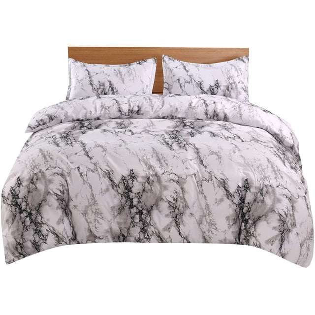 Lightweight Microfiber Bedding Duvet Cover Set, Marble Pattern