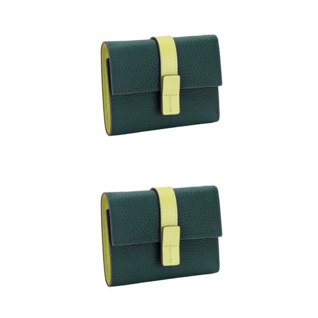 pitrice Leather Women Purse Rectangular Trifold for Zipper Hasp Stylish Card Holder Photo Folder Wallet Notecase Birthday Gift Green 2Set
