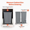 thumbnail image 4 of VEVOR Double Pullout Waste Container Kitchen Trash Can with Soft Close Grey 50QTx2, 4 of 9