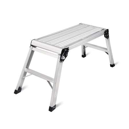LEADALLWAY Work Platform 30''x12'' Step Ladder Heavy Duty Foldable Aluminum Platform 330 LBS Capacity