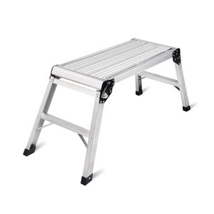LEADALLWAY Work Platform 30''x12'' Step Ladder Heavy Duty Foldable Aluminum Platform 330 LBS Capacity