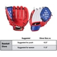 thumbnail image 4 of Graflsoa Two-Tone Baseball Glove - Blue & White, 11.5 Inches, PU Leather, Durable & Stylish Design, 4 of 6