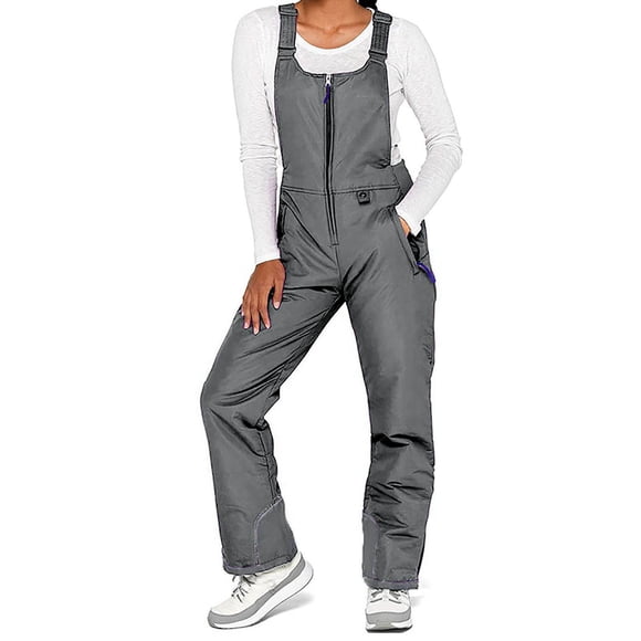Snow Suits for Women Jumpsuit Womens Ski Snow Bibs Pants, Winter Insulated Snowboard Overalls, Outdoor Sports Waterproof Windproof Adjustable Jumpsuits Snowpants Grey S