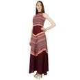 thumbnail image 1 of Phagun Summer Abstract Print Maroon Dress Women Casual Sundress - Choose Size, 1 of 4
