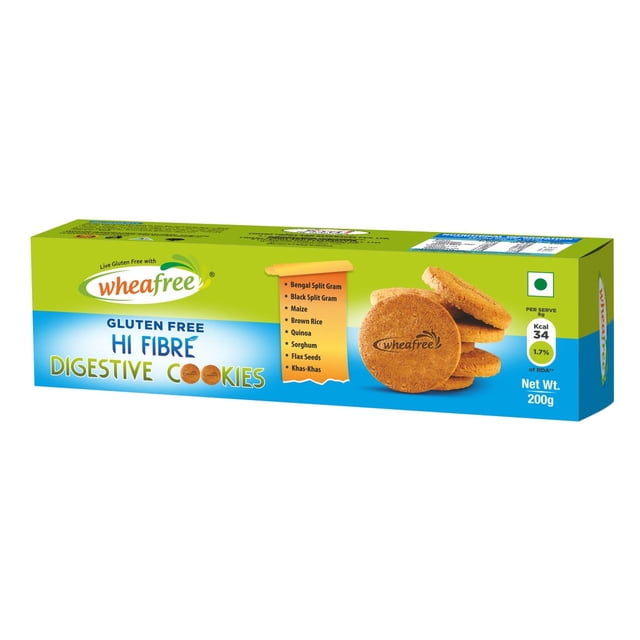 Wheafree Hi Fibre Digestive Cookies 200g – Gluten Free Multigrain Biscuits, High Fiber Healthy Snack, Wheat-Free Tea-Time Cookies, Vegetarian