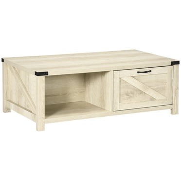 HOMCOM Table Basse Style Ferme avec Tiroir et Tablette de Rangement pour Salon