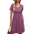 thumbnail image 4 of Ketyyh-chn99 Robes Grande Taille pour Femmes Robe d'Été Robe Extensible Robe T-shirt Décontractée Robes à Manches Longues Robe Boho de Plage Rose,2TG, 4 of 5