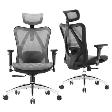 SIHOO M57 High Back Ergonomic Office Mesh Desk Chair with Armrest & Lumbar Support, 300lb, Gray