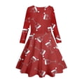 thumbnail image 5 of MIASHUI Robe de Fête Festive pour Filles avec Motif Enchanteur de Cerf et d'Arbre de Noël Rouge, 8-9 Ans, 5 of 5