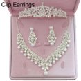thumbnail image 3 of Women Faux Pearl Rhinestone Pendant Necklace Earrings Crown Tiara Jewelry Set, 3 of 8