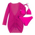 thumbnail image 4 of EGNMCR Bikini Set Women's Solid Bikini Strap Bikini Deep V Split Swimsuit Set Three-piece Swimming Suit, 4 of 9