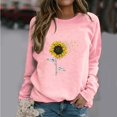thumbnail image 2 of HKEJIAOI Chandail Graphique Tournesol Femme Manches Longues T-Shirt Décontracté Col Rond chandail Ample, c-Rose TG, 2 of 4
