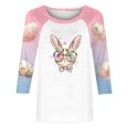 thumbnail image 3 of UPPADA Bunny T-Shirts de Pâques pour Femmes Lapin Oeuf Imprimé T-Shirts Manches 3/4 Col Rond T-Shirts d'Été Décontractés Mignons T-Shirts Graphiques Chandail Confortable Haut Rose,m, 3 of 5