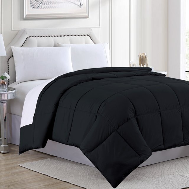 Couette Matelassée en Microfibre Alternative Duvet d'Oie - Simple/noir
