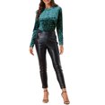 thumbnail image 2 of INSPIRE CHIC T-Shirts en Velours pour Femmes Col Rond Manches Longues Décontracté S Bleu Vert, 2 of 6