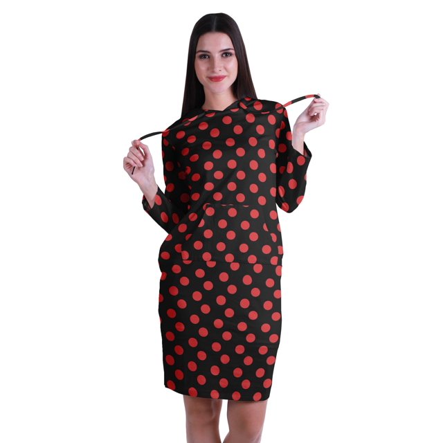 Moomaya Chandail à Capuchon à Manches Longues Imprimé, Robe T-Shirt en Jersey avec Poches