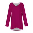 thumbnail image 4 of KIHOUT Spring Winter Womens Tops Solid Color T-shirt Long Sleeves Blouse V-Neck Casual Mid-Length Blouse Tops, 4 of 5