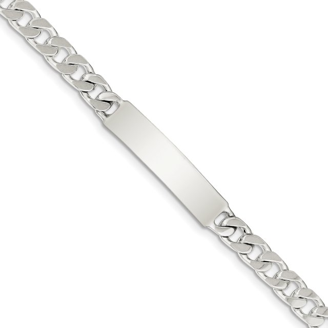Sterling Silver 8inch Polished Engraveable Curb Link ID Bracelet 8 Inch "Bracelets