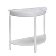 thumbnail image 2 of Table d'Entrée Demi-Ronde Style Campagnard Français avec Tablette, Fini Bois Blanc, 2 of 5