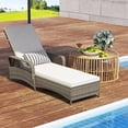 thumbnail image 2 of Gymax Patio Rattan Chaise Lounge Outdoor PE Wicker Sun Lounger w/ Adjustable Backrest Mix Gray, 2 of 10