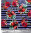 thumbnail image 1 of Soimoi Tissu Poly Georgette Feuilles et Imprimés de Fleurs de Rose au Mètre 52 Pouces de Large, 1 of 3