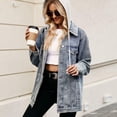 thumbnail image 4 of Posijego Veste en Denim pour Femme Tendance à Manches Longues à Revers Boutonnée Vestes en Jean Mode Décontractée Manteau, 4 of 5