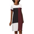 thumbnail image 1 of Robes à Manches Courtes pour Femmes, Teinture sur Nœuds Floral, Col en V, Robe Midi Évasée, Été, Décontractée, Coupe Ample, Robe à Enfiler Longueur Genou, 1 of 6