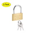 thumbnail image 1 of Unique Bargains Brass Padlock, Keyed Alike, 50mm Wide Brushed Finish Harden Shackle 2Pcs, 1 of 4