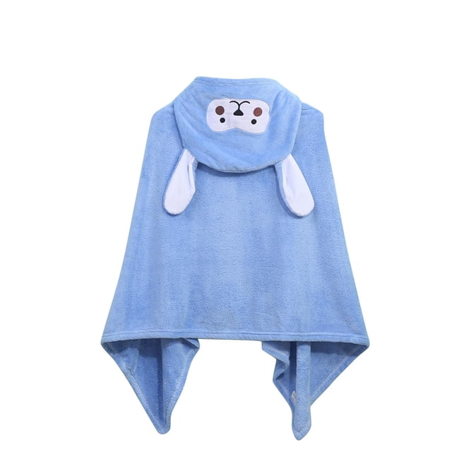 2025 Boys Girls Hooded Bathrobe Flannel Robe Soft Printed Trendy Bathrobe 7-14 Years Blue