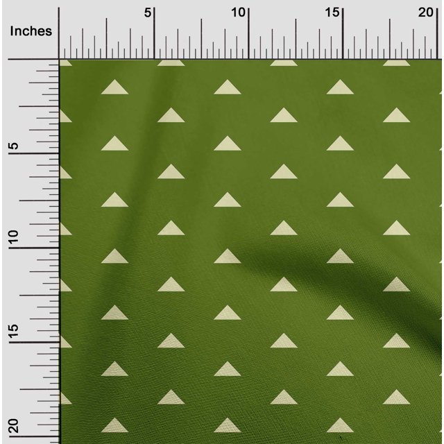 oneOone Cotton Silk Dark Green Fabric Triangle Geometric Craft Projects Decor Fabric Printed By The Yard 42 Inch Wide
