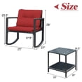 thumbnail image 4 of Costway 3PCS Patio Rattan Furniture Set Rocking Chairs Cushioned Sofa Burgundy, 4 of 9