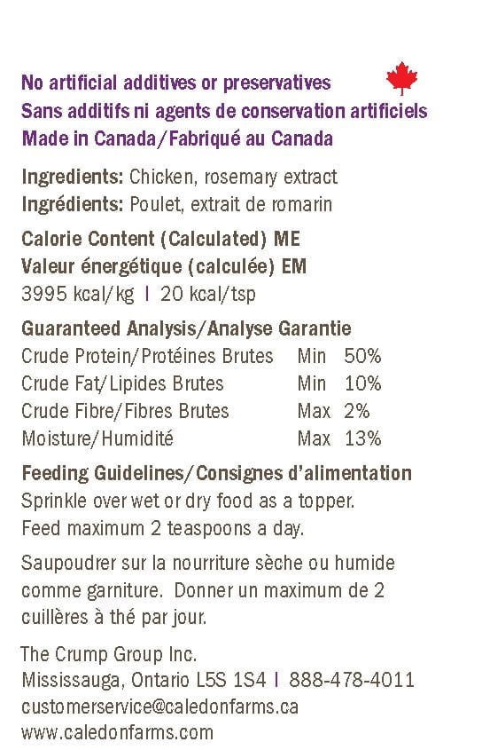 Caledon Farms Chicken Sprinkles Natural Dog Food Topper 120 grams