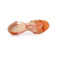 thumbnail image 4 of BLISSFUL STEP Women's Rhinestone Ankle Strap Open Toe Stiletto Heels Sandals Orange (Size 9), 4 of 6