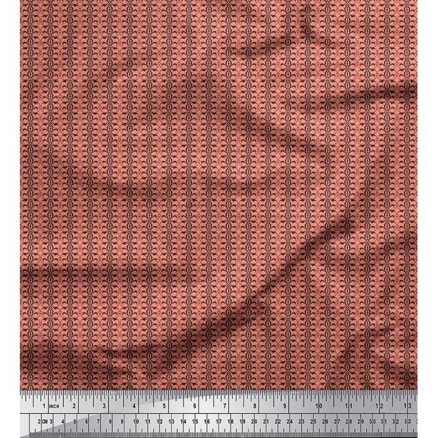 Soimoi Orange Poly Georgette Fabric Filigree Damask Print Sewing Fabric Yard 42 Inch Wide
