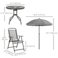 thumbnail image 3 of Outsunny Ensemble de Salle à Manger de Patio 6 Pcs avec Parasol Table Ronde Chaises Pliantes, 3 of 10